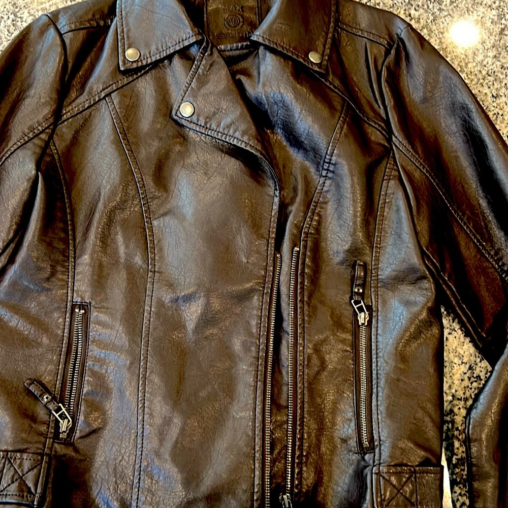 Brown leather Moto jacket